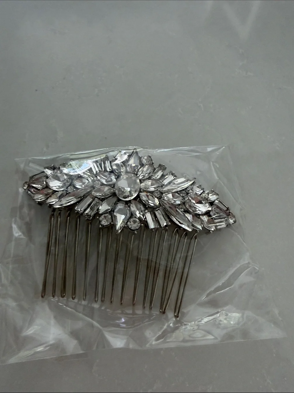 Silver Crystal Hair Comb Accent for Bridal & Formal Styles